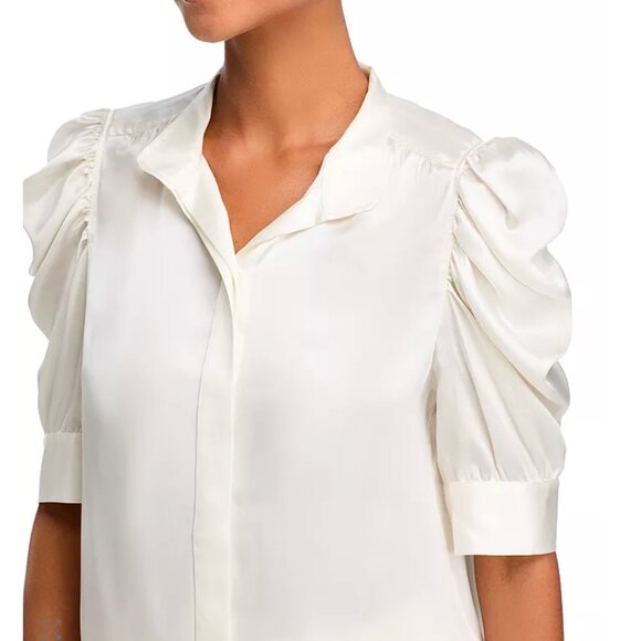 FRAME GILLIAN SILK TOP in OFF WHITE XS $378 - Picture 4 of 12